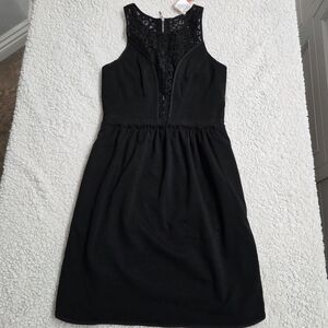NWT Esley Black Lace Detail Mini Dress‎ Party Cute Little Black Dress Small